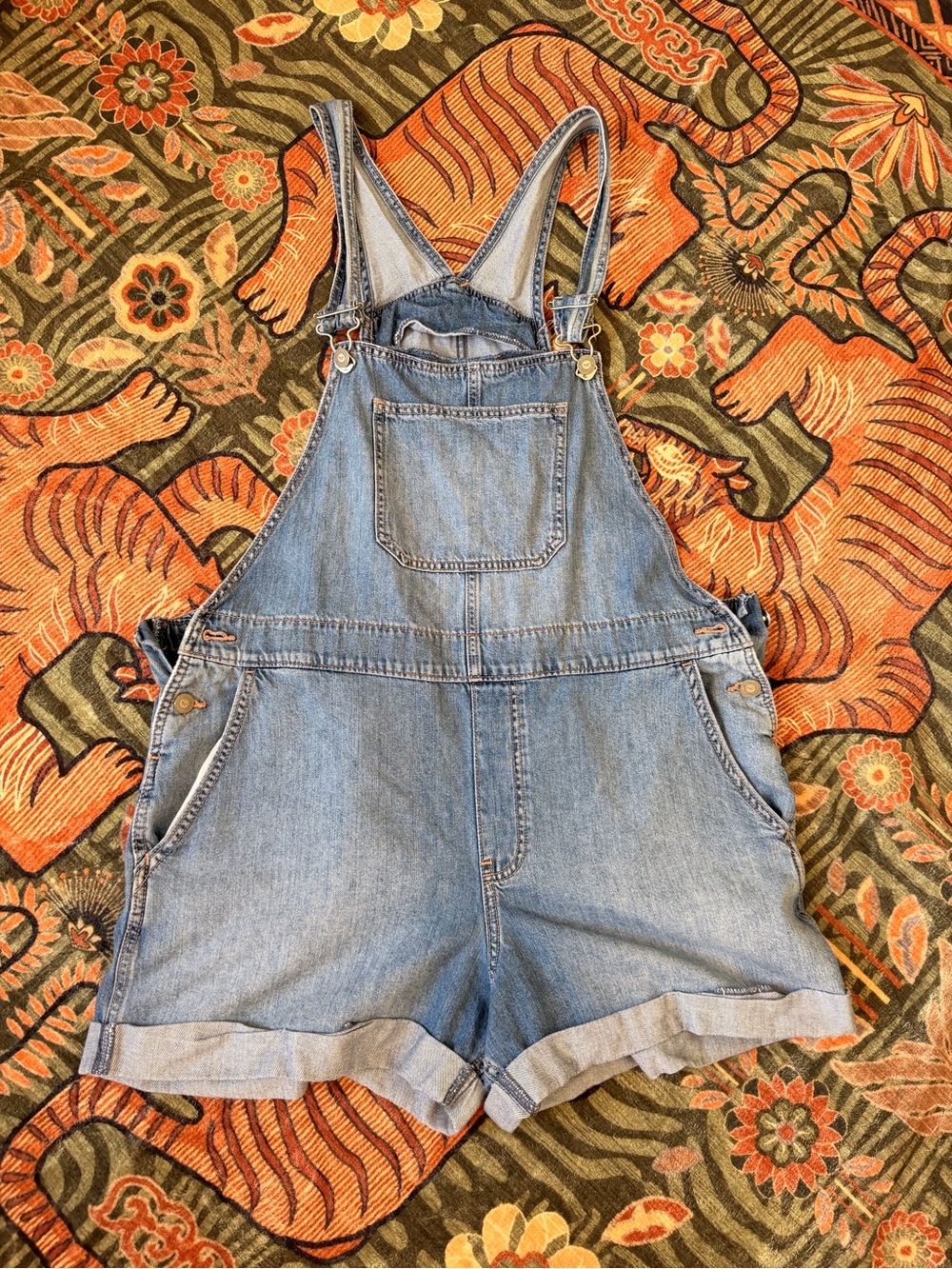 Hollister Light Blue Denim Short Overalls